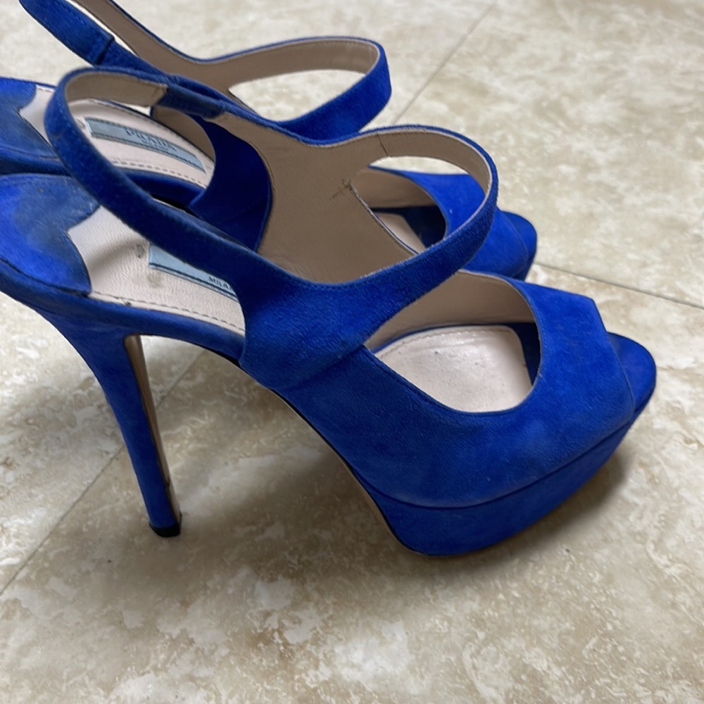 Blue suede platform heels - Picture 5 of 5